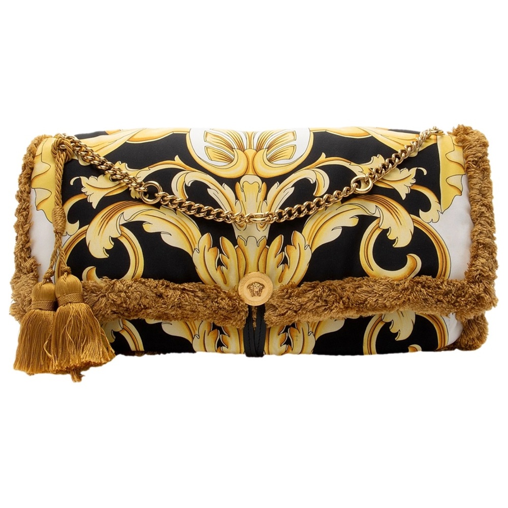 Versace Black and Gold Women's Clutch pillow talk bag runway barocco